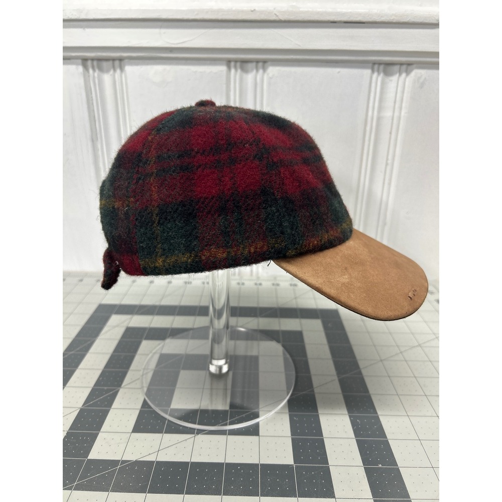 Vintage Aviator Nation Plaid Baseball Cap Mens Red Green Wool Blend Suede Brim